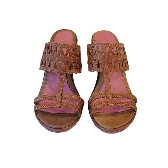 Jambu Luxe Metro Style Tan Leather Cutout Braided High Heel Sandals Size 8 1/2 - Picture 2 of 9